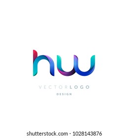 Letters H W, H & W logo, multi colour letters icon vector template.


