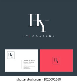 Letters H Y, H & Y joint logo icon with business card vector template.
