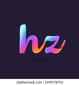 Letters H Z, H & Z 3D logo, multi colour gradient letters icon vector template.
