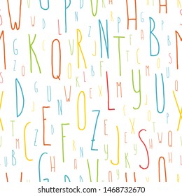Letters. Hand drawn alphabet. Seamless vector pattern. 
