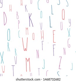 Letters. Hand drawn alphabet. Seamless vector pattern. 
