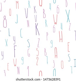 Letters. Hand drawn alphabet. Seamless vector pattern. 
