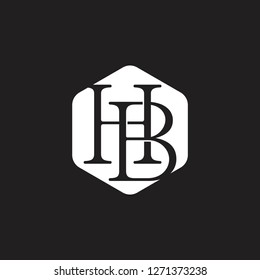 letters hb negative space hexagonal design logo vector