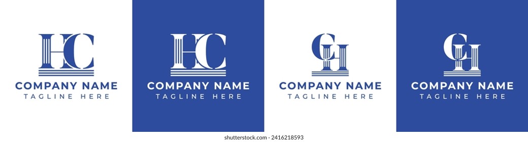 Letters HC and CH Pillar Logo Set, suitable for business with HC and CH related to Pillar