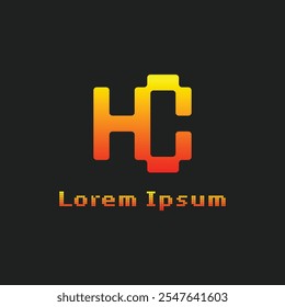Letters HC Pixel Monogram Logo, suitable for any business with HC or CH initials