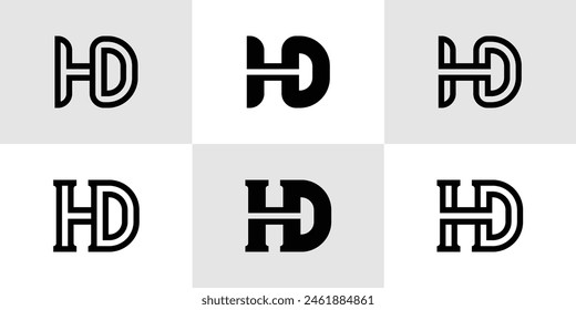 Letters HD Monogram Logo Set, suitable for business with HD or DH initials