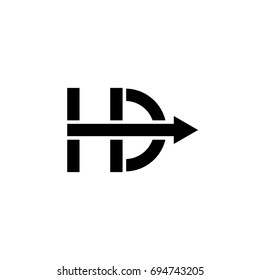 letters hd with right arrow symbol vector 