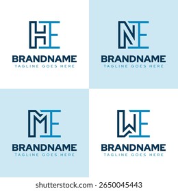 Letras HE NE ME WE Monogram Logo Set, para EH EN EM EW iniciais