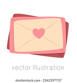 Letters with heart vector illustration.