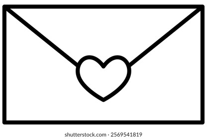 Letters with a heart-mark, Simple and cute black and white Valentine's Day icon, Vector Illustration