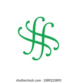 letters hf curves design logo vector