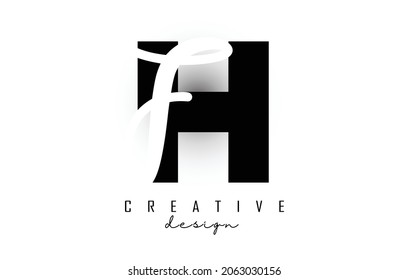 Letters HF logo with a minimalist design. Letters H and F with geometric and handwritten typography. Creative Vector Illustration with letters.