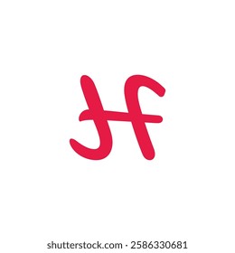 letters hf simple curves linked logo vector 