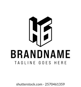 Letters HG 3D Monogram Logo,  represents professionalism and innovation for HG or GH initials