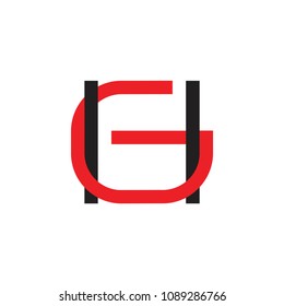 letters hg linked lines simple design logo vector