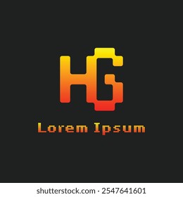 Letters HG Pixel Monogram Logo, suitable for any business with HG or GH initials
