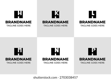 Letters HH HK HL HM HN HP Monogram Logo, for HH KH LH MH NH PH Initials
