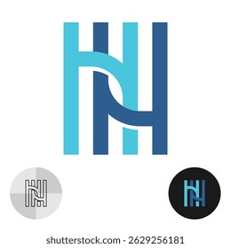 Letters HH monogram logo. Classic retro style two letters H and H connected initials symbol. Tech industrial, financial or real estate company creative sign.