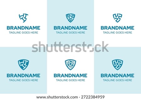 Letters HHH MMM NNN Shield Logo Set, symbolizing strength, protection, and trust