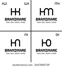 Letras HK HM MH HN NH HO OH HW HW Monograma Logo, para HK KH HM MH HN NH HO OH HW HW