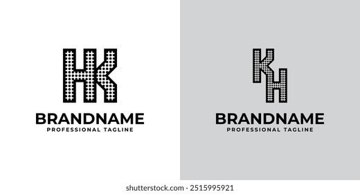 Letters HK and KH Dot Monogram Logo, Suitable for business with KH or HK initials