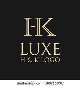 Briefe HK Logo, Monogramm Luxus-Designs, dunkler Hintergrund