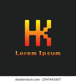 Letters HK Pixel Monogram Logo, suitable for any business with HK or KH initials
