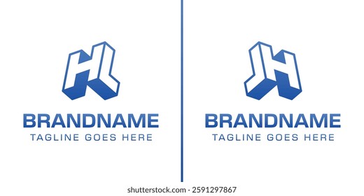 Letters HL or JH 3D Monogram Logo, symbolizes strength, dynamism, and technology