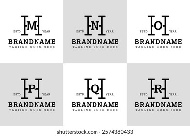 Letters HM HN HO HP HQ HR Monogram Serif Logo, for business with MH NH OH PH QH RH initials