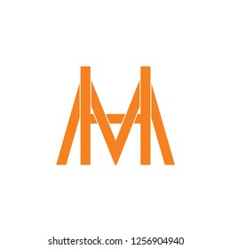 letters hm linked flat logo vector