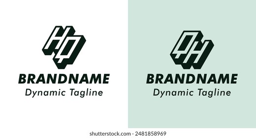 Letters HQ and QH 3D Monogram Logo, Suitable for business with QH or HQ initials