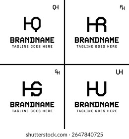 Letras HQ QH HR RH HS SH HU UH Monograma Logotipo, para negócios com HQ QH HR RH HS SH HU UH iniciais