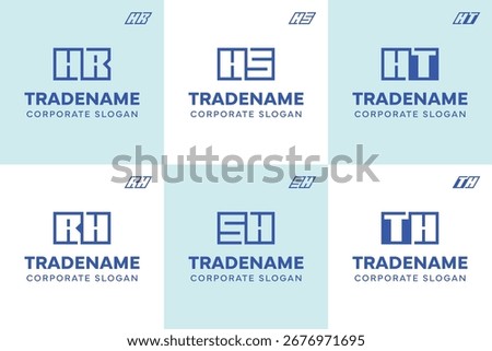 Letters HR RH HS SH HT TH Square and Dynamic Logo Set