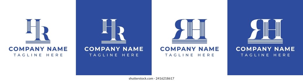 Letters HR and RH Pillar Logo Set, suitable for business with HR and RH related to Pillar