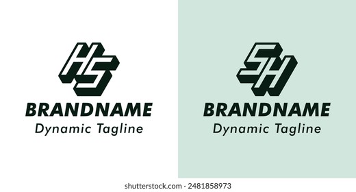 Letters HS and SH 3D Monogram Logo, Suitable for business with SH or HS initials