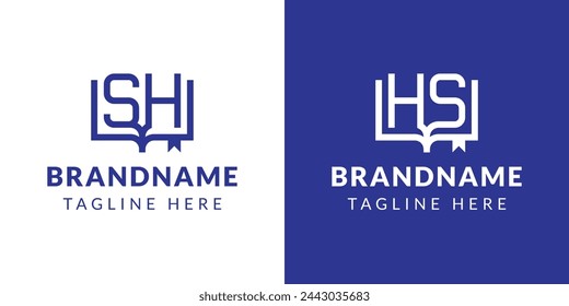 Buchstaben HS und SH Book Logo, geeignet für Geschäfte im Zusammenhang mit Buch mit HS oder SH Initialen