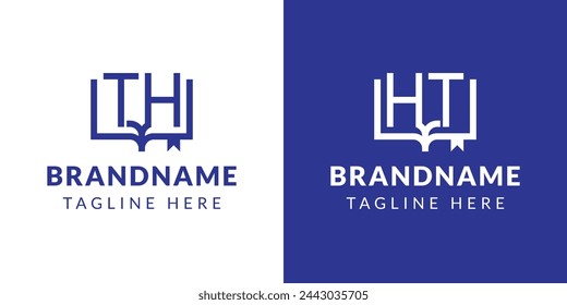 Letras HT y el logotipo del libro de TH, conveniente para el negocio relacionado con el libro con las iniciales HT o TH