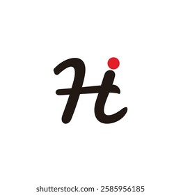 letters hti red dot simple curves logo vector 