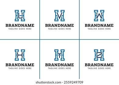 Letters HU HV HW HX HY HZ Monogram Logo Set, for HU UH HV VH HW WH HX XH HY YH HZ ZH Initials