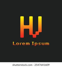Letters HV Pixel Monogram Logo, suitable for any business with HV or VH initials