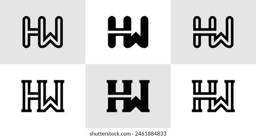 Letters HW Monogram Logo Set, geeignet für Unternehmen mit HW oder WH Initialen