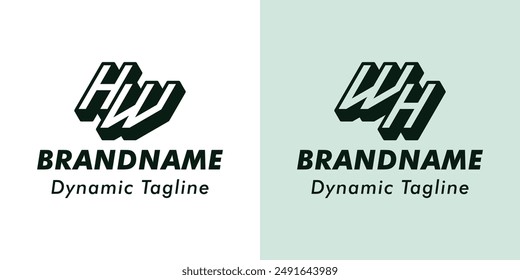Letters HW and WH 3D Monogram Logo, Suitable for business with WH or HW initials