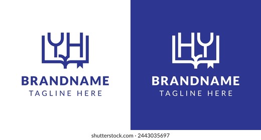 Letters HY and YH Book Logo, suitable for business related to book with HY or YH initials