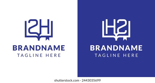 Letters HZ and ZH Book Logo, suitable for business related to book with HZ or ZH initials