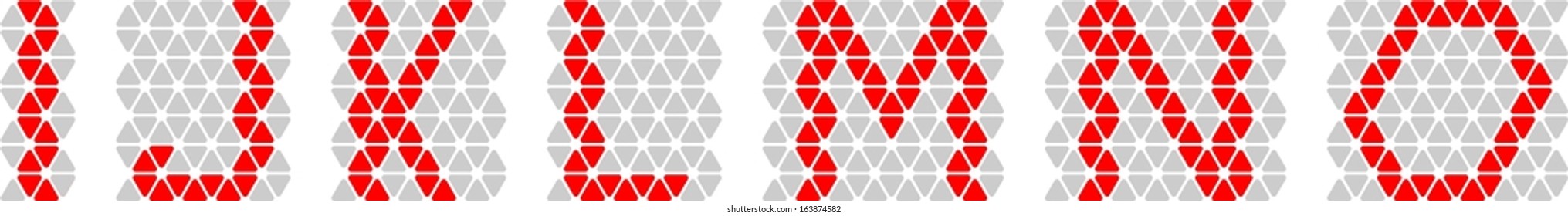letters: I, J, K, L, M, N, O Triangle font
