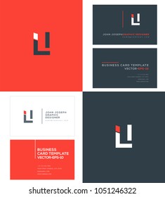 Letters I I, I & I joint logo icon with business card vector template.