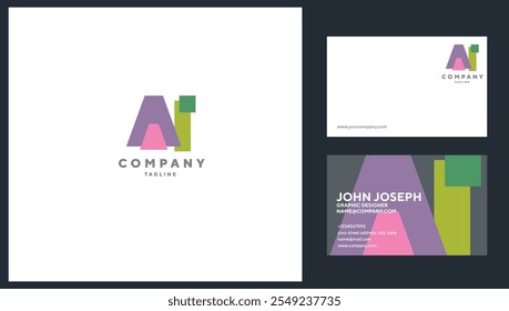 Letters A I, Joint logo icon with business card vector template.