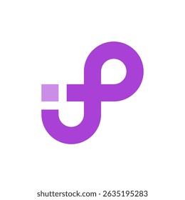  letters "i" and "p" formed by connected, rounded shapes in shades of purple. The overlapping section creates a slightly lighter purple, suggesting unity for a tech-focused brand with "ip" initials