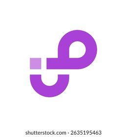  letters "i" and "p" formed by connected, rounded shapes in shades of purple. The overlapping section creates a slightly lighter purple, suggesting unity for a tech-focused brand with "ip" initials