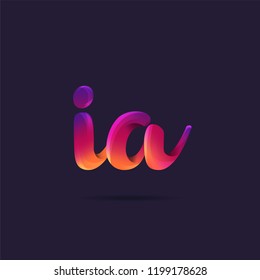 Letters IA, I & A 3D logo, multi colour gradient letters icon vector template.
